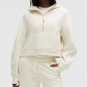 Lululemon Scuba Oversized Half Zip Hoodie XS Cream Cozy Sweatshirt